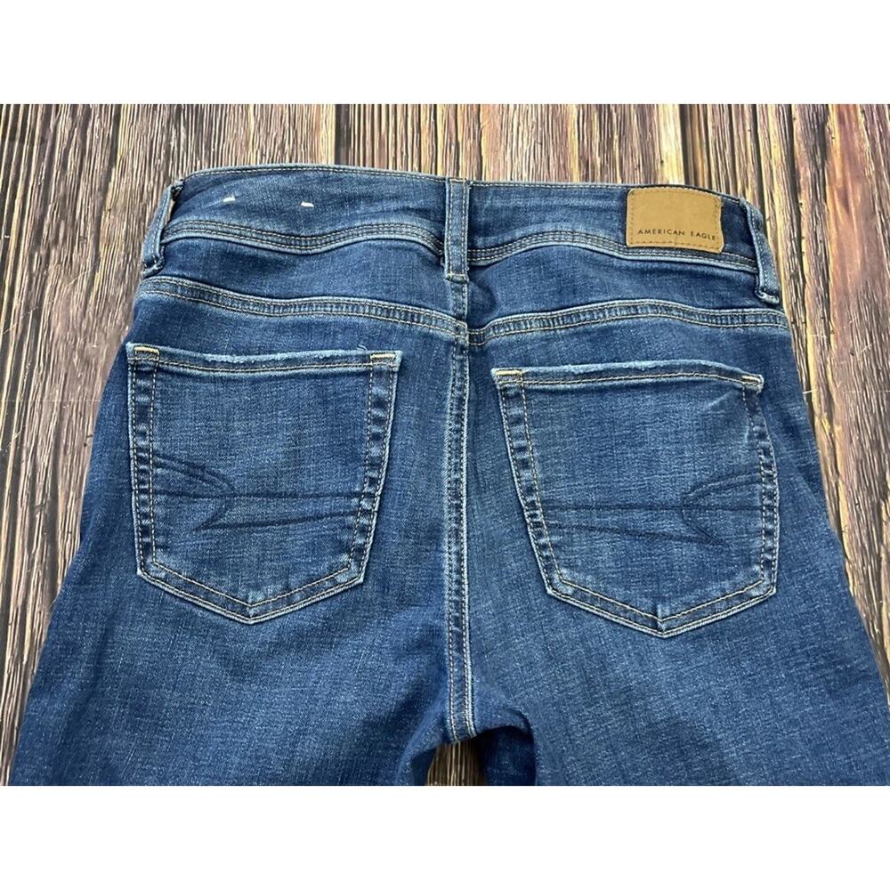 American Eagle 🌺 Kick Boot Med. Wash Jeans Womens Size 0 Regular Stretch